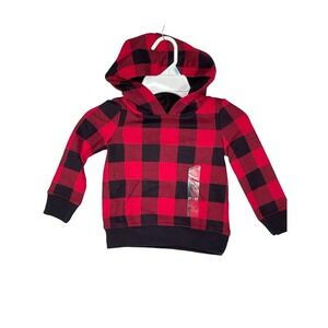 Ideology Unisex Little Kids Buffalo Plaid Hoodie, red black, 2T-3T